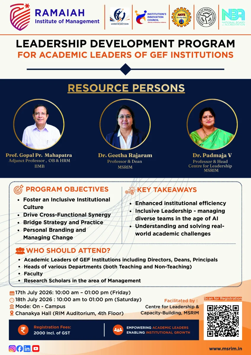 Leadership Development for the Academic Leaders of GEF group of Institutions